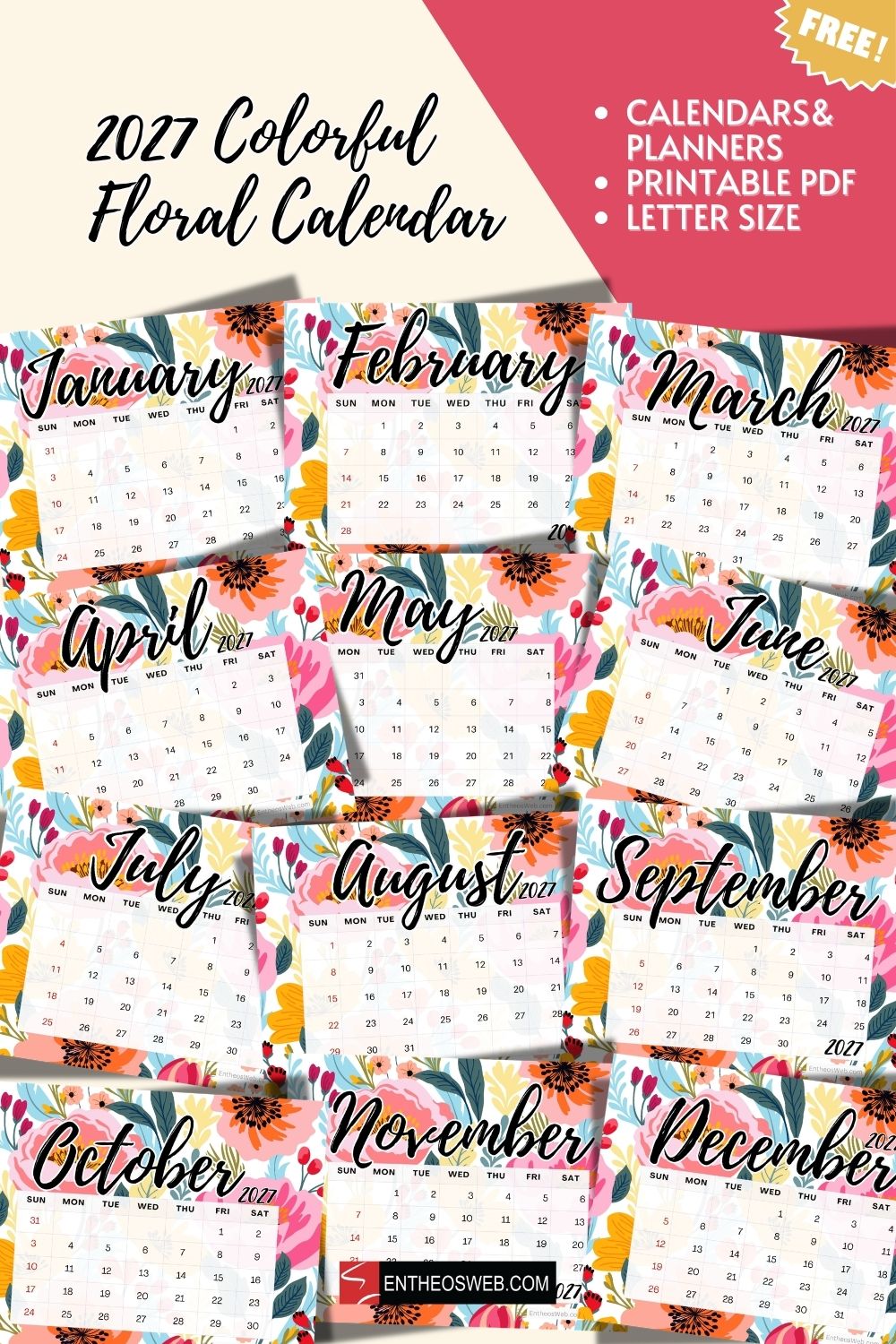 Colorful floral background calendar 2027 pin | printable colorful floral 2027 calendar pdf | entheosweb Colorful floral background calendar 2027 colorful floral background calendar 2027 pin