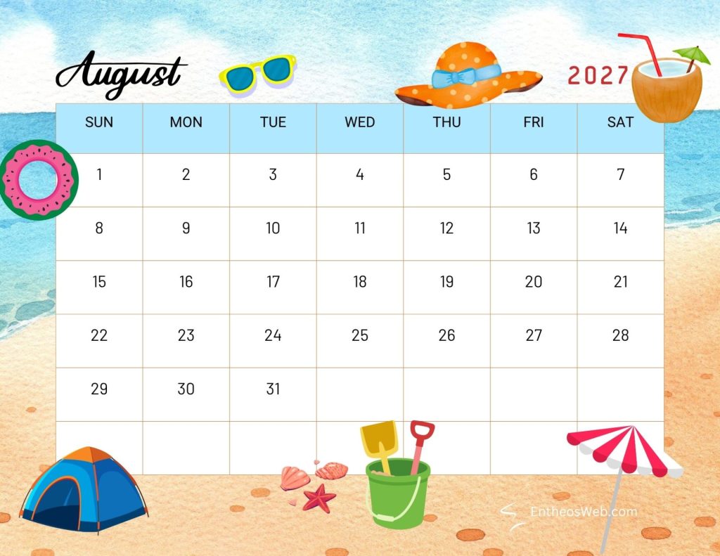 August summer seasonal thematic 2027 calendar august summer seasonal thematic 2027 calendar by entheosweb