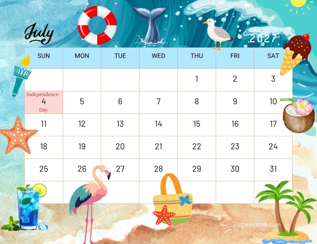 July summer seasonal thematic 2027 calendar july summer seasonal thematic 2027 calendar by entheosweb