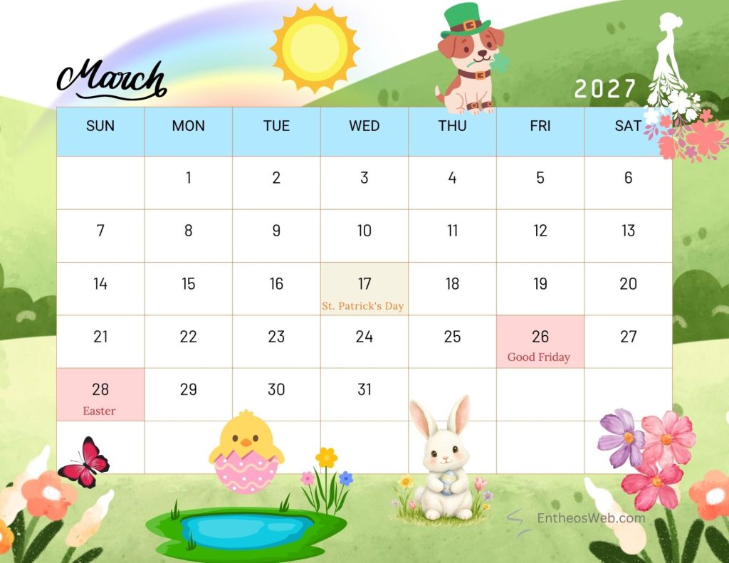 March spring seasonal thematic 2027 calendar march spring seasonal thematic 2027 calendar by entheosweb