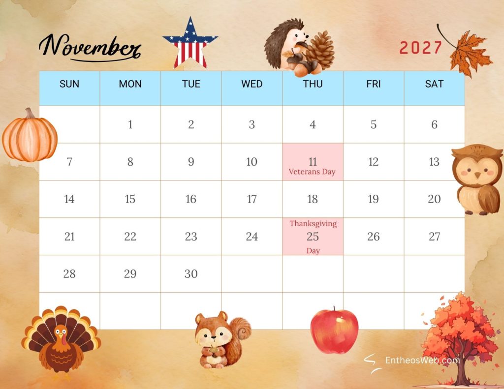 November autumn seasonal thematic 2027 calendar november autumn seasonal thematic 2027 calendar by entheosweb