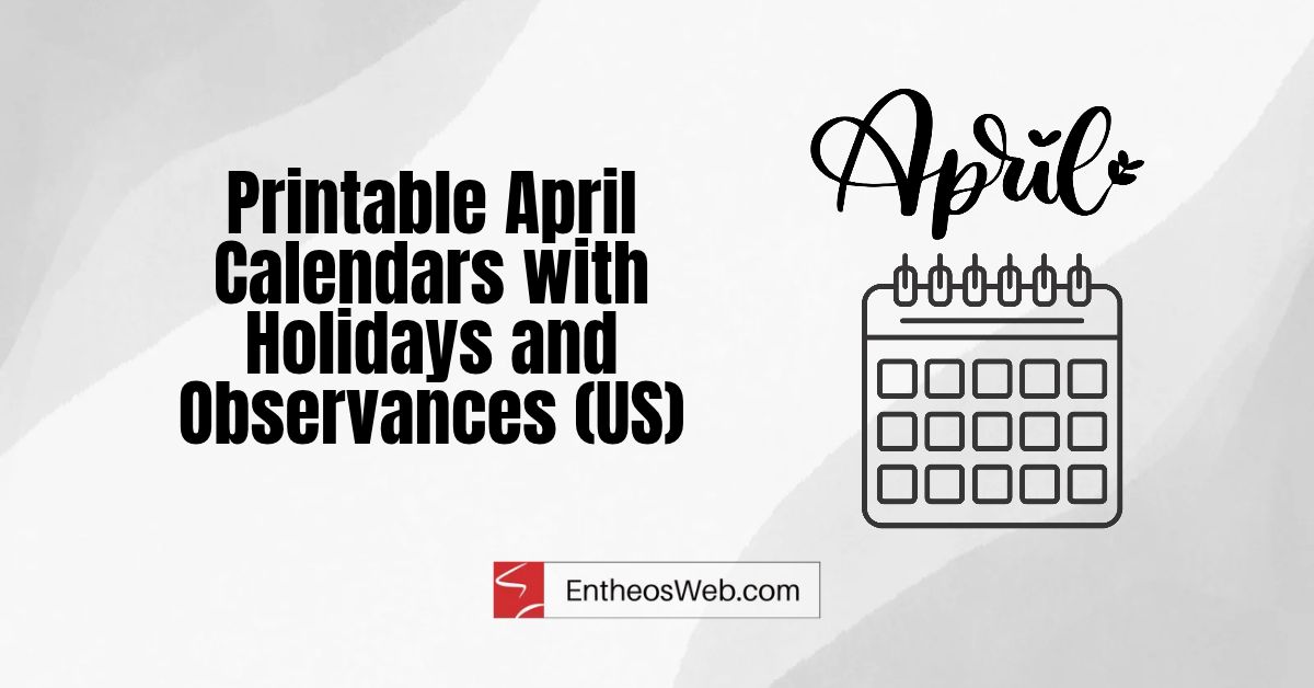 Printable april calendars with holidays  observances printable april calendars with holidays observances
