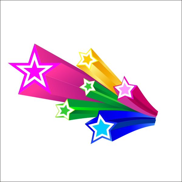 3D Colorful Bursting Stars