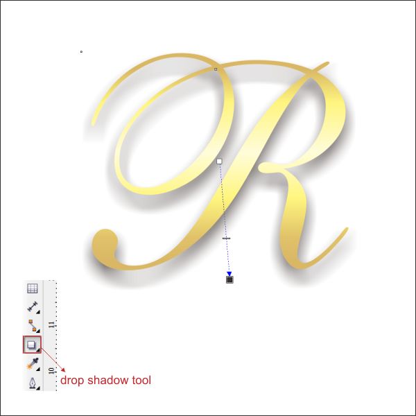 Golden Gradient Letter R in Coreldraw