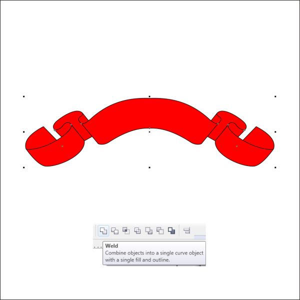 Make a Ribbon in Coreldraw - Weld 2 Pieces
