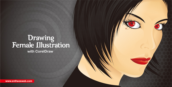female illustration in Corel draw